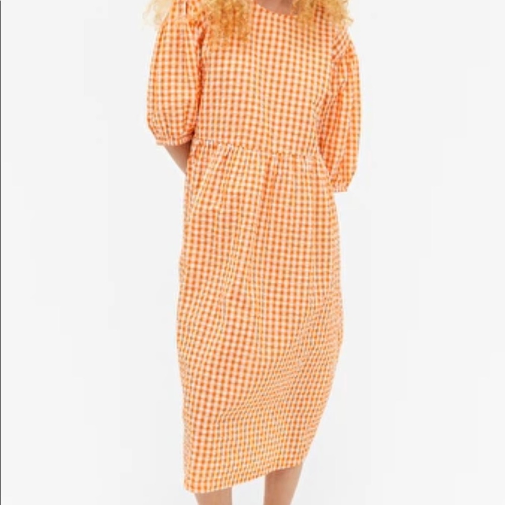 Monki Gingham checked cotton midi dress